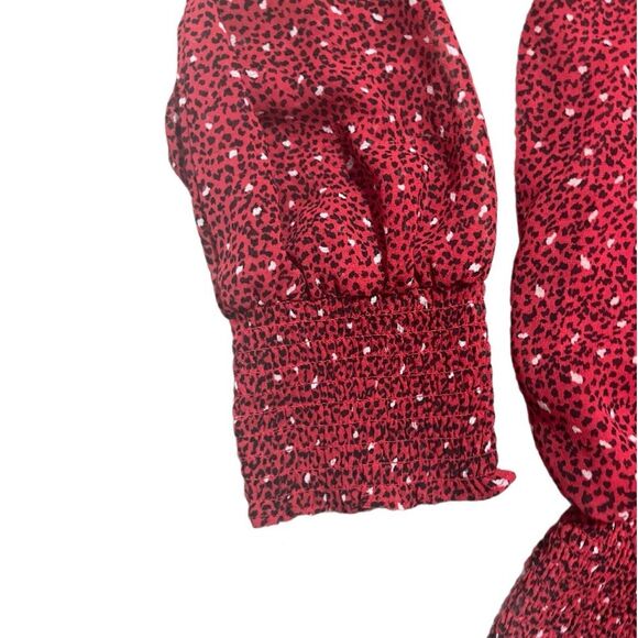 Meraki smocked WAIST V NECK RED blouse - Picture 5 of 7